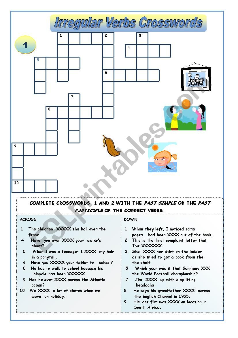 Irregular Verbs - crossword puzzles