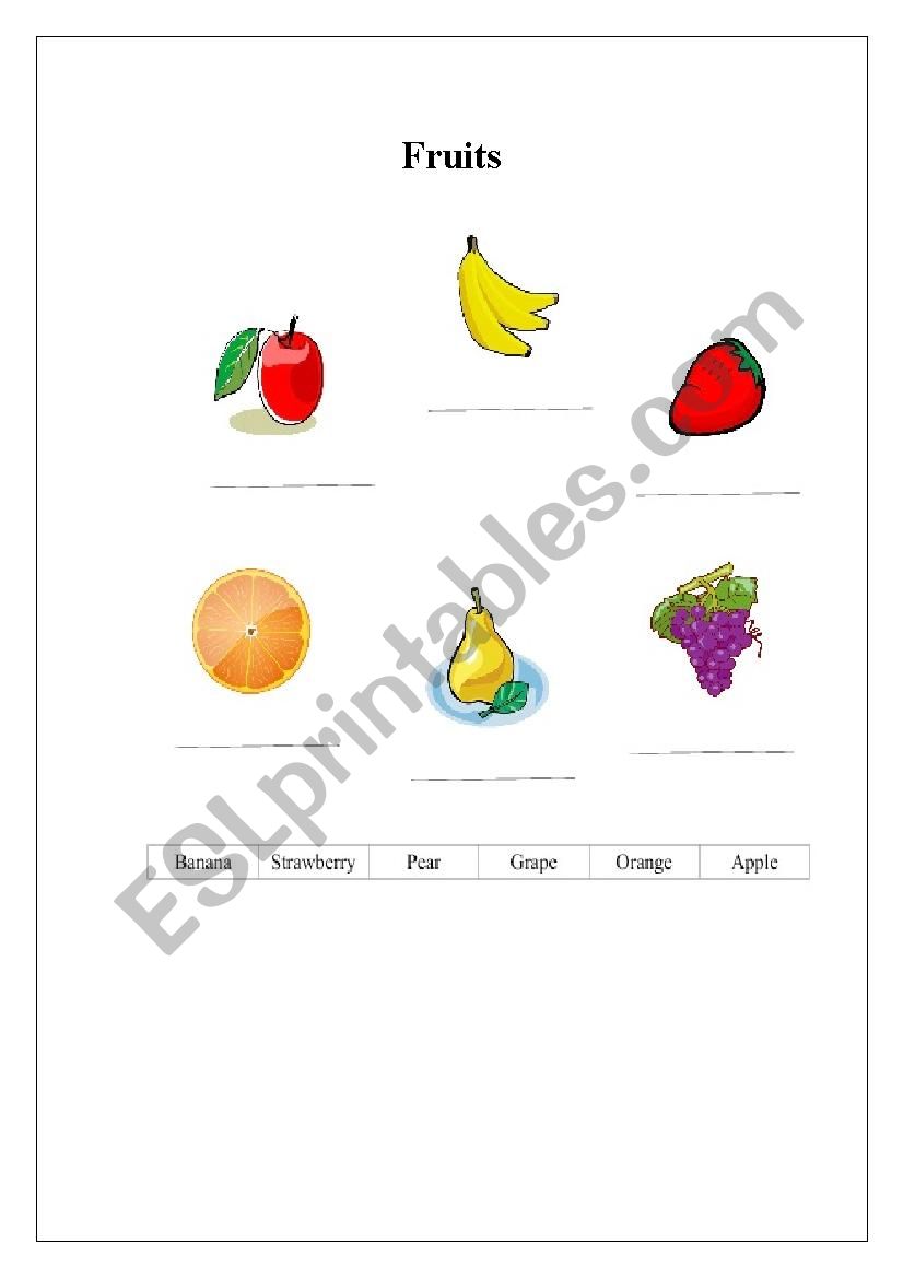 Fruits worksheet