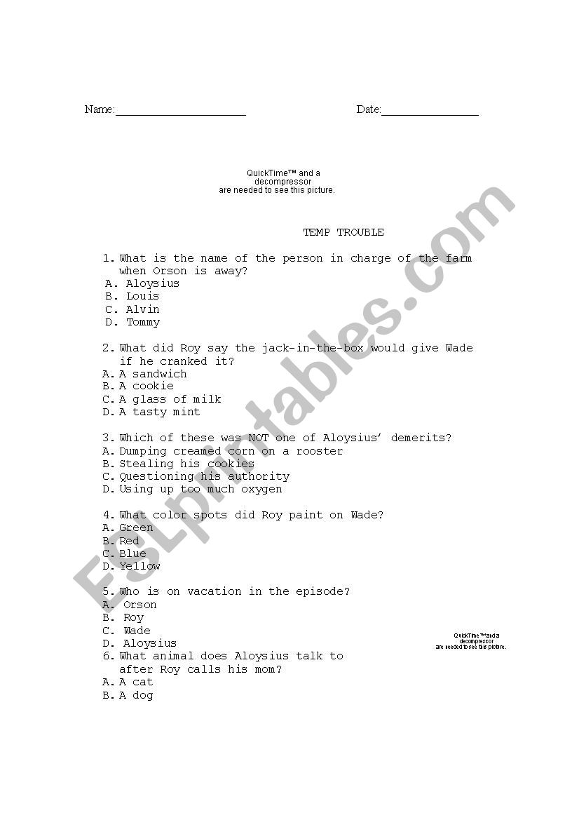 U.S. Acres: Temp Trouble worksheet