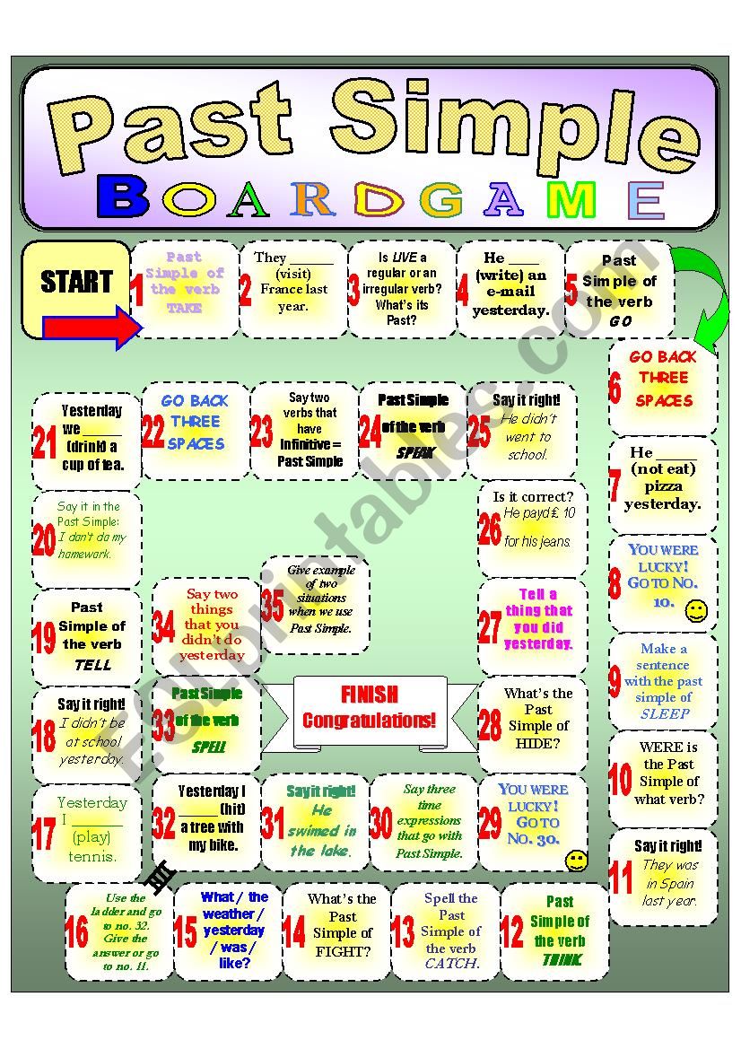 PAST SIMPLE - BOARD GAME worksheet