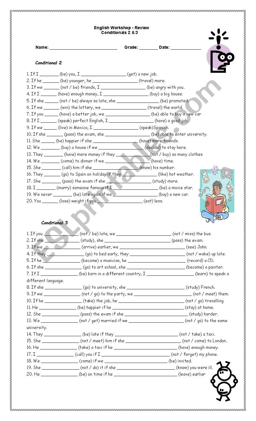 Second and Thrid Conditionals worksheet