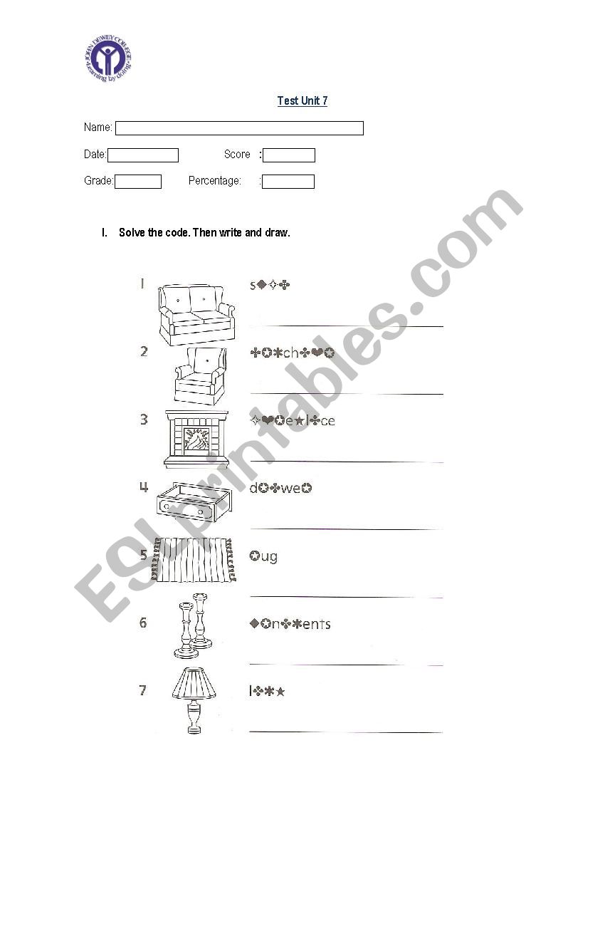 Test furnitures and verb to be in past 