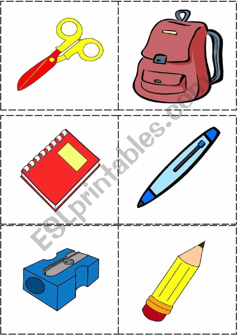 Memory Game (10 school objects)