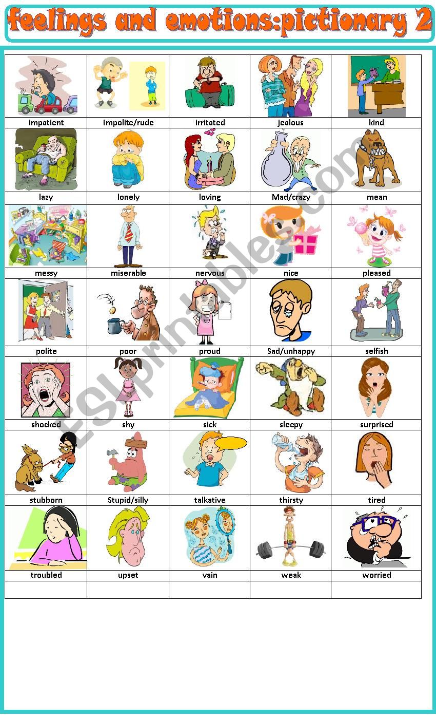 Feelings and emotions 2 worksheet