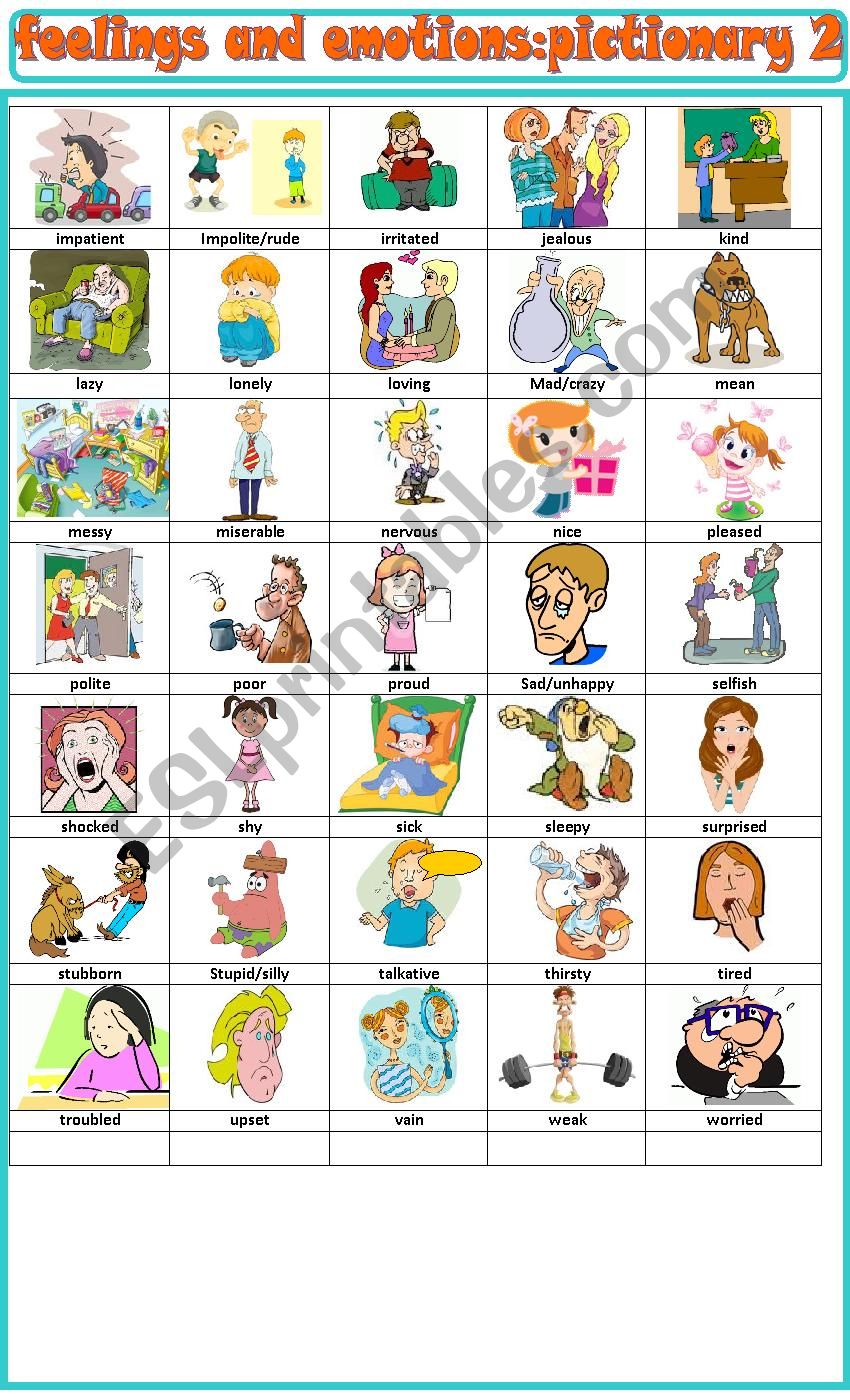 Feelings and emotions 2 worksheet