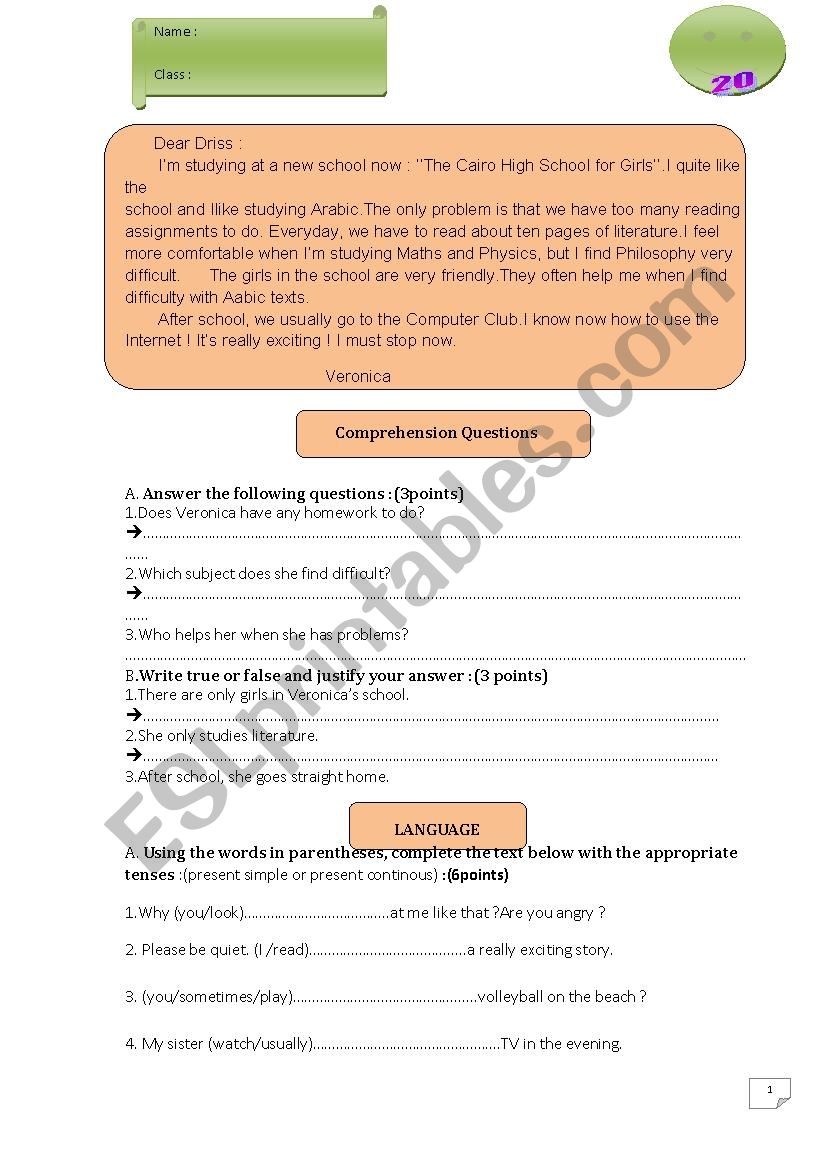 GENERAL TEST worksheet