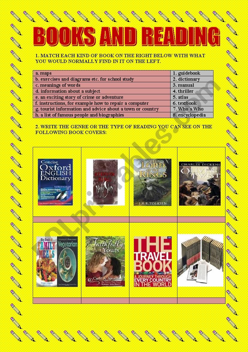 BOOKS AND READING PART 1 worksheet