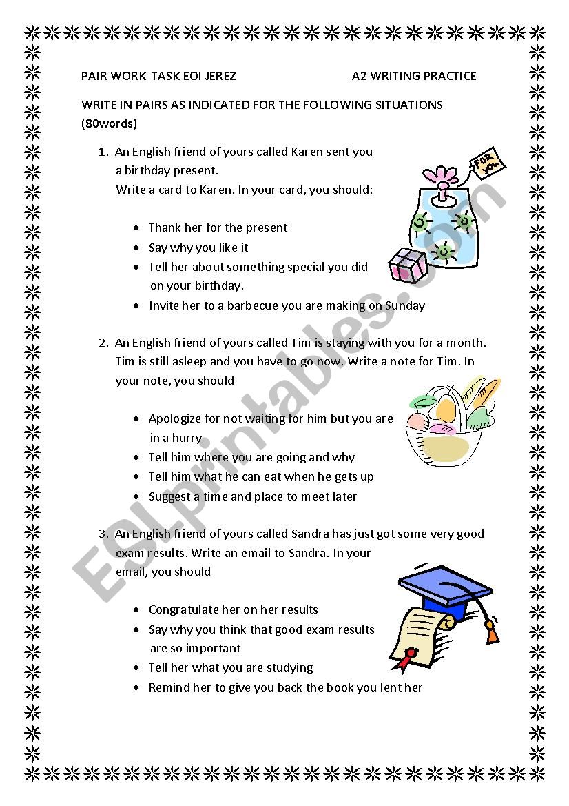 WRITING PRACTISE KET worksheet