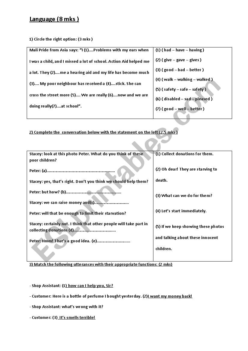 writing about voluntary work worksheet