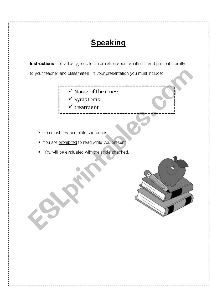 Speaking about an illness worksheet