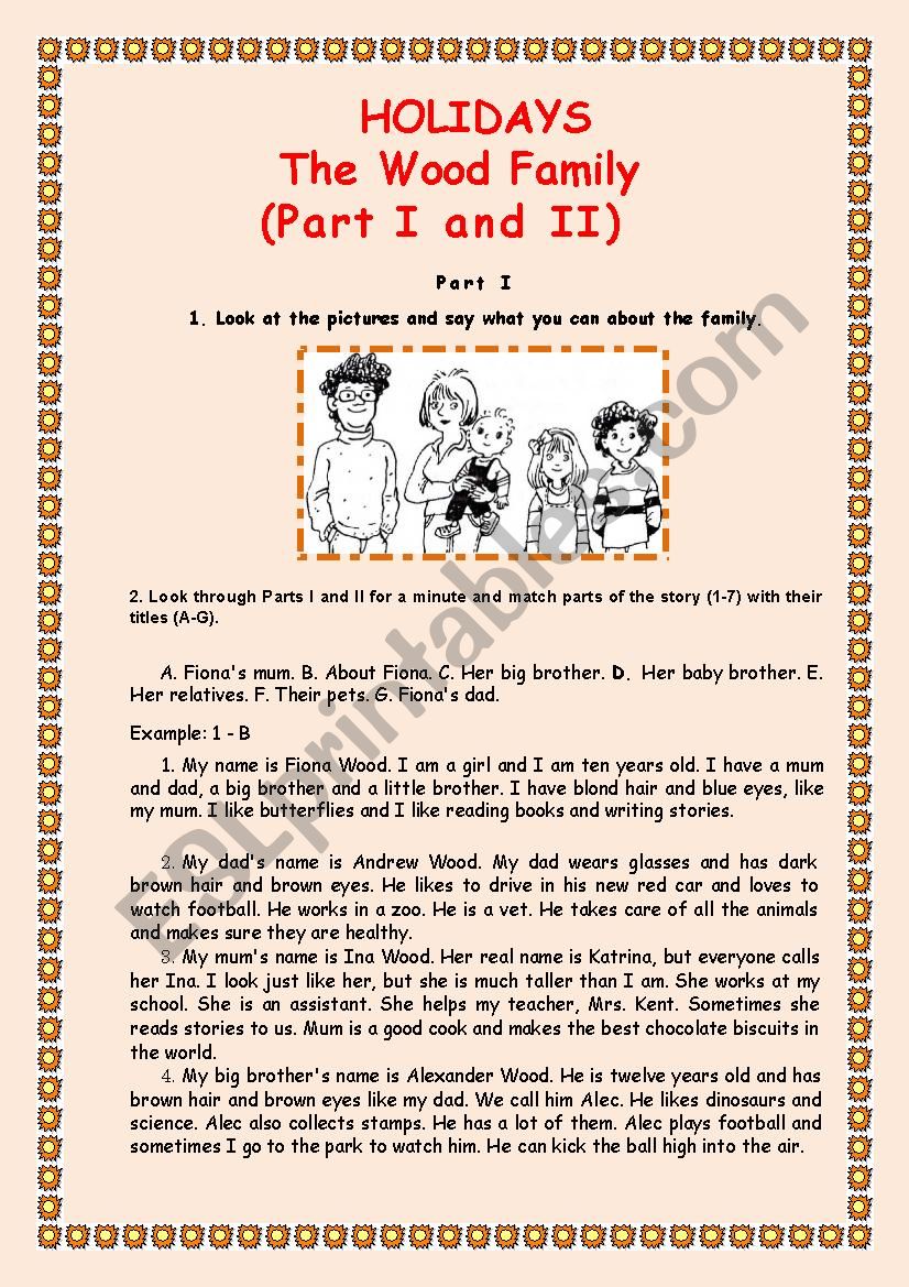 The Wood Family worksheet