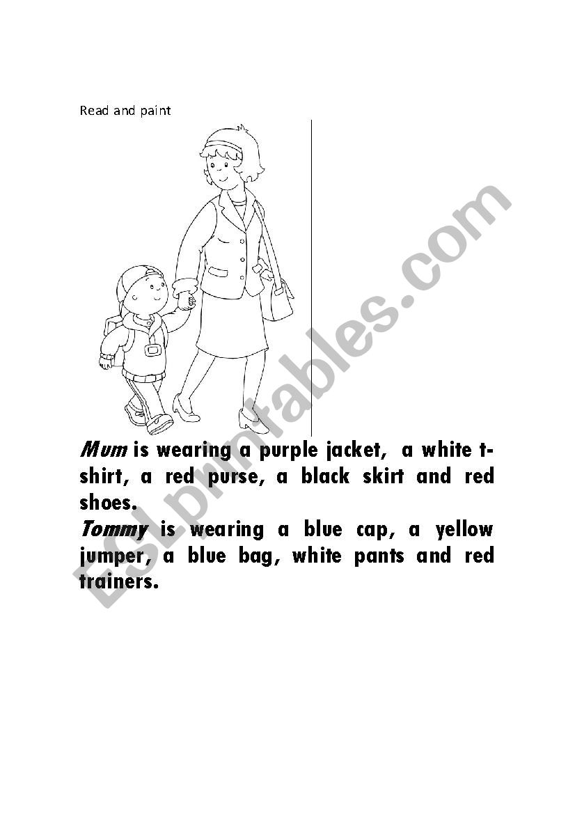 Read and paint worksheet