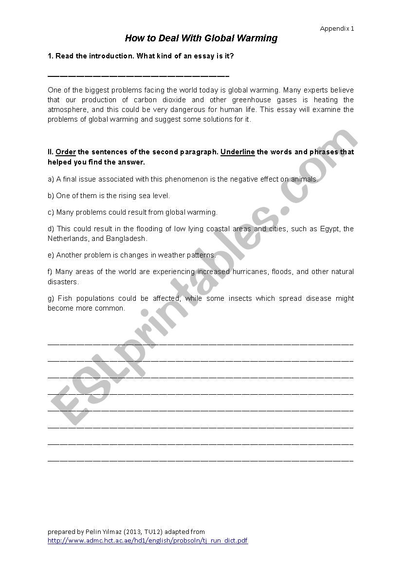 Problem-Solution Essay worksheet