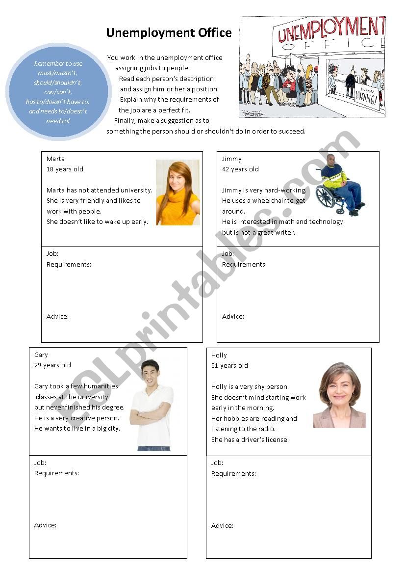 Unemployment Office worksheet