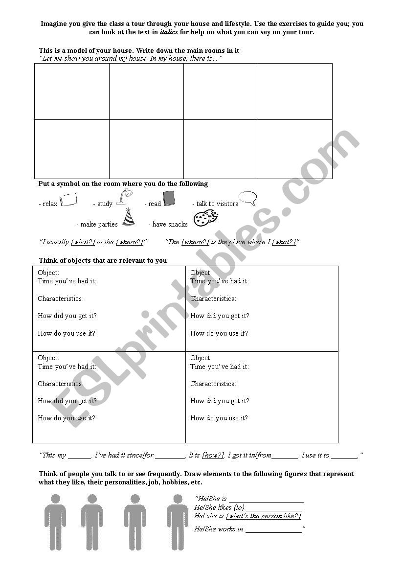 A personal tour worksheet