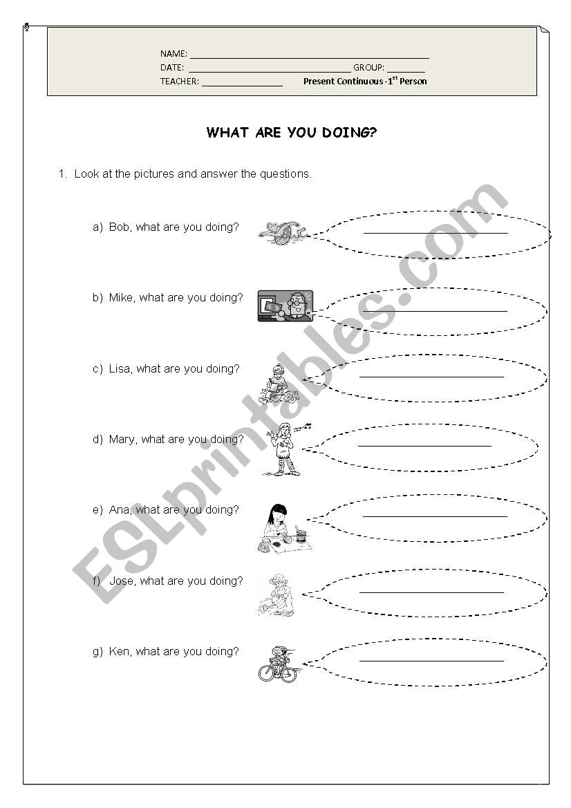 What are you doing? worksheet