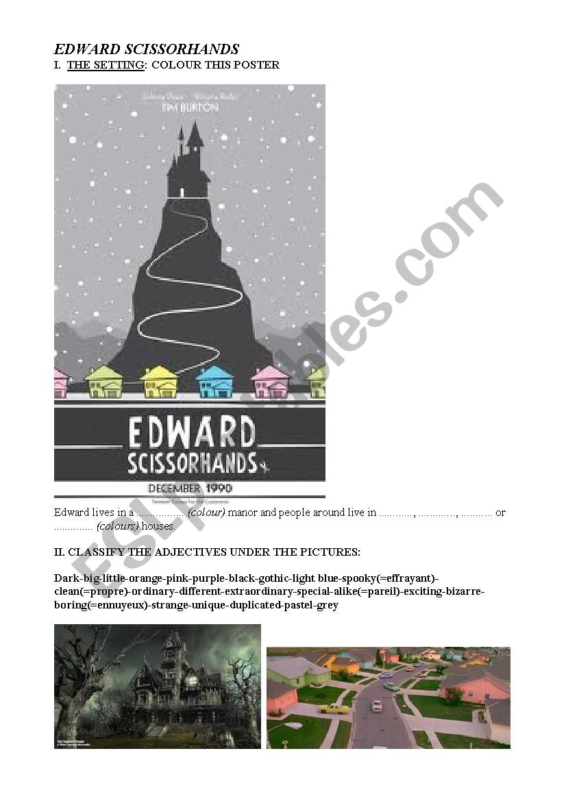edward scissorhands worksheet