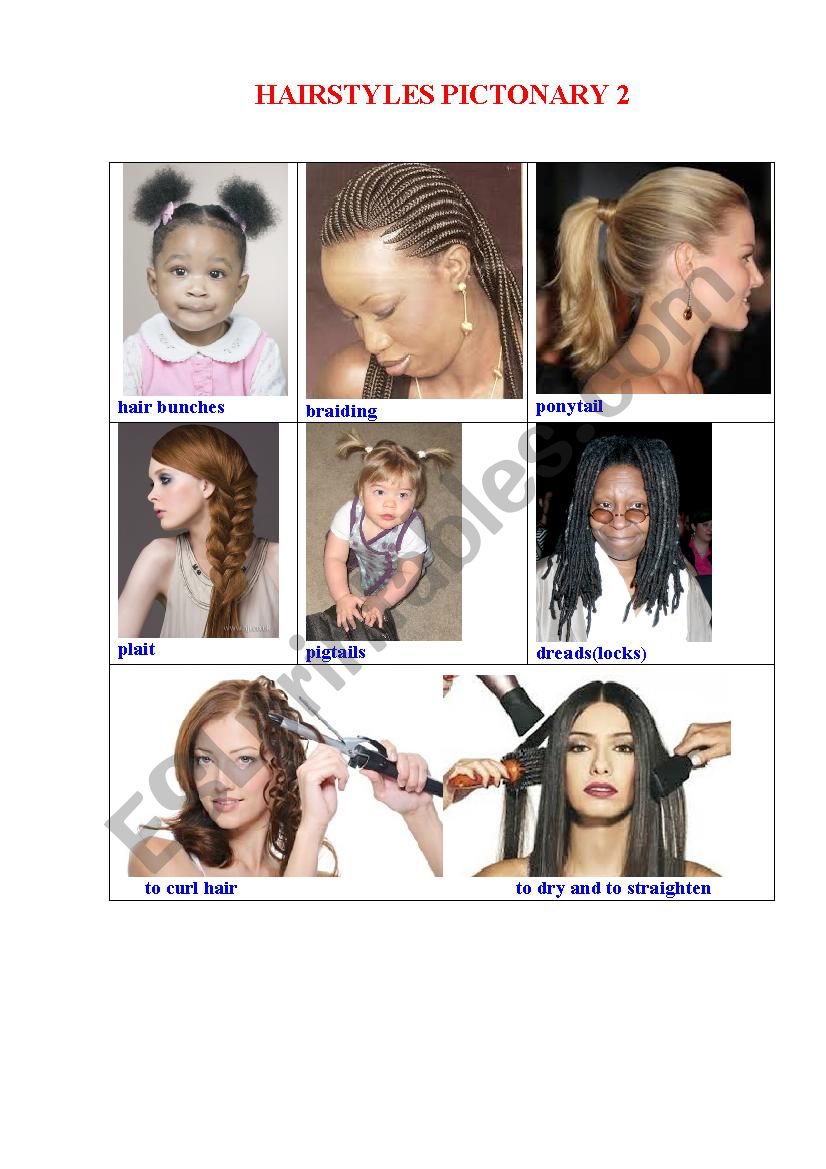 HAIRSTYLES Pictionary 3 worksheet