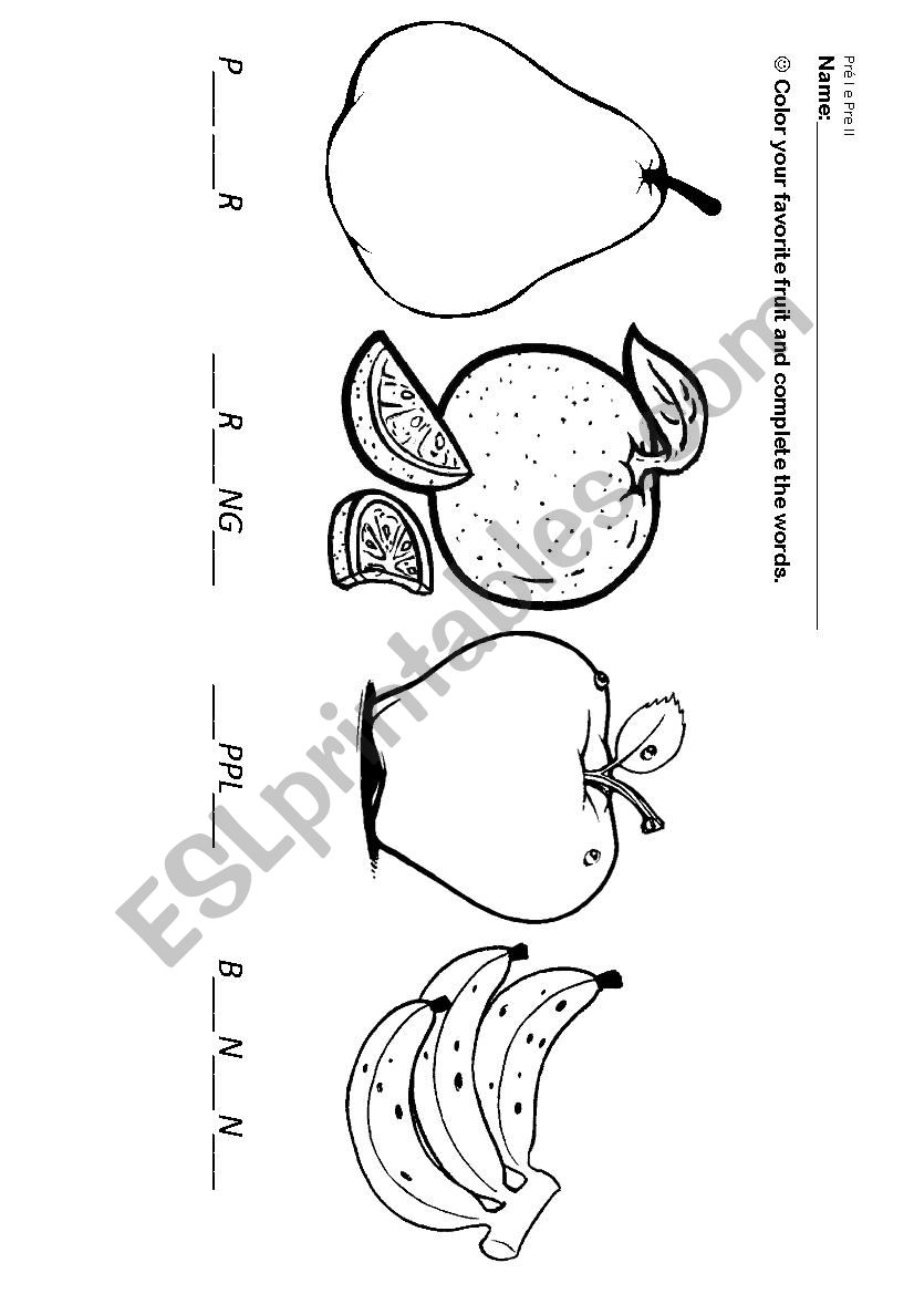 Fruits  worksheet