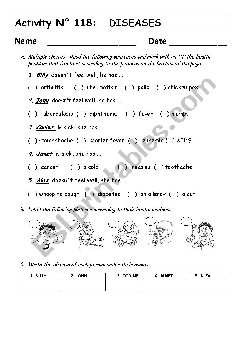 DISEASES  worksheet