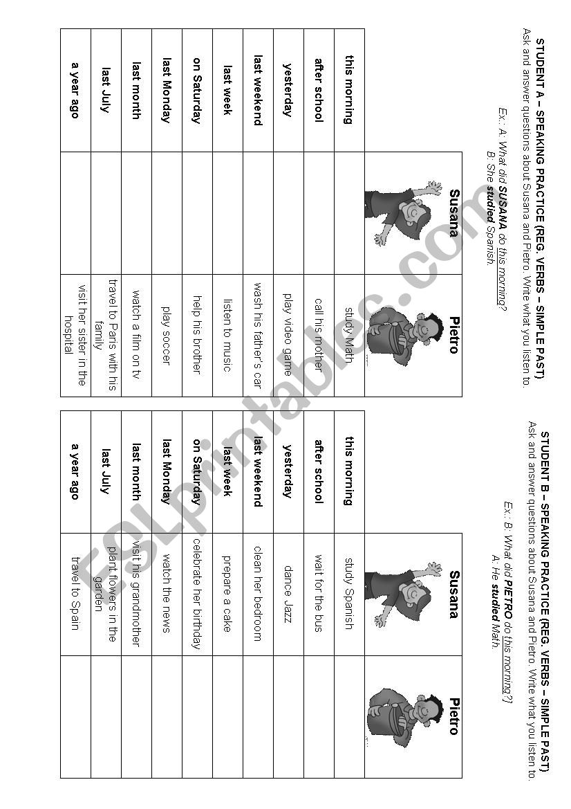 simple past regular verbs gap filling speaking