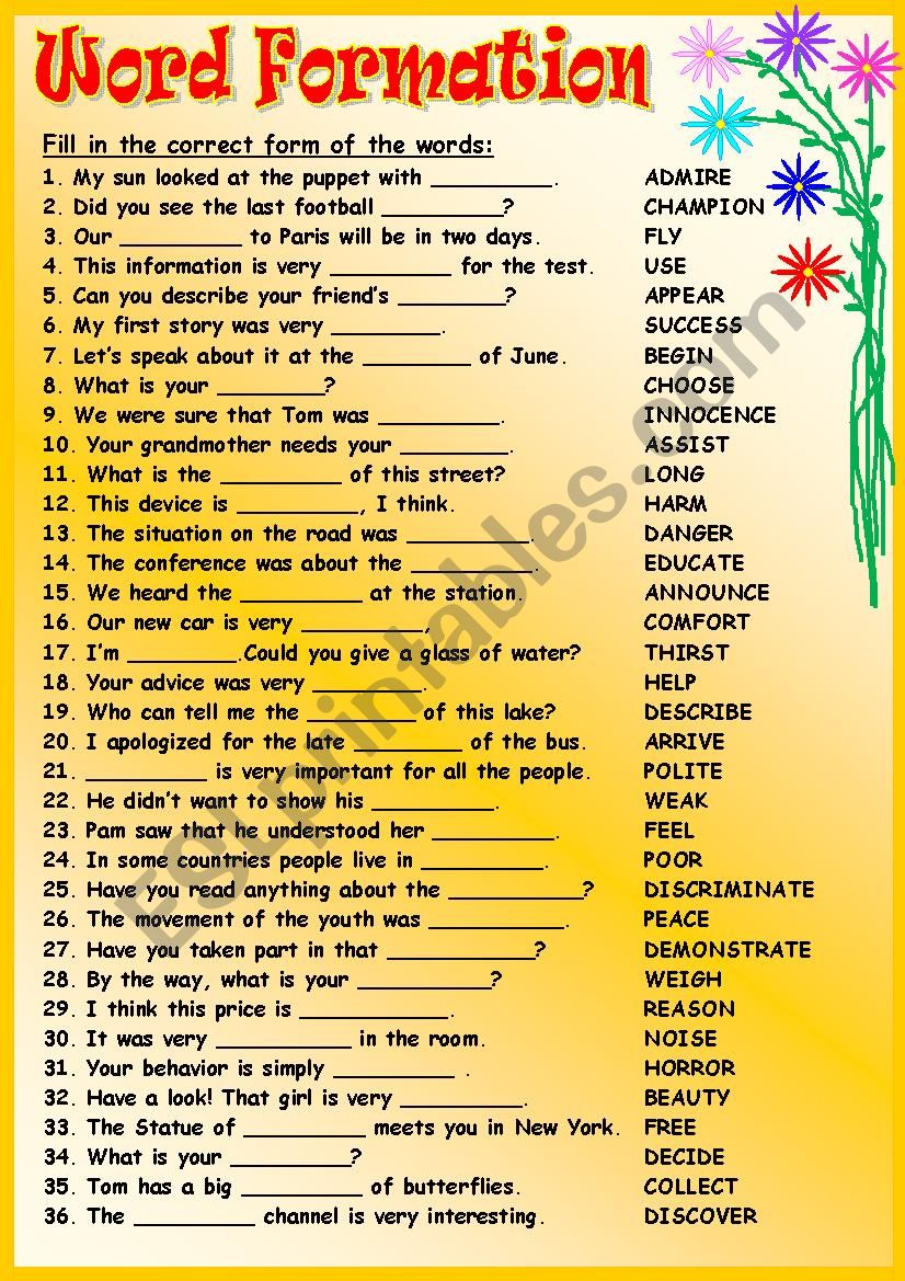 Word Formation worksheet