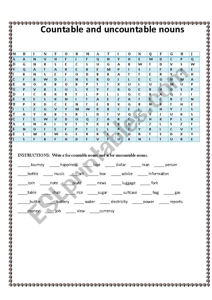 Nouns worksheet