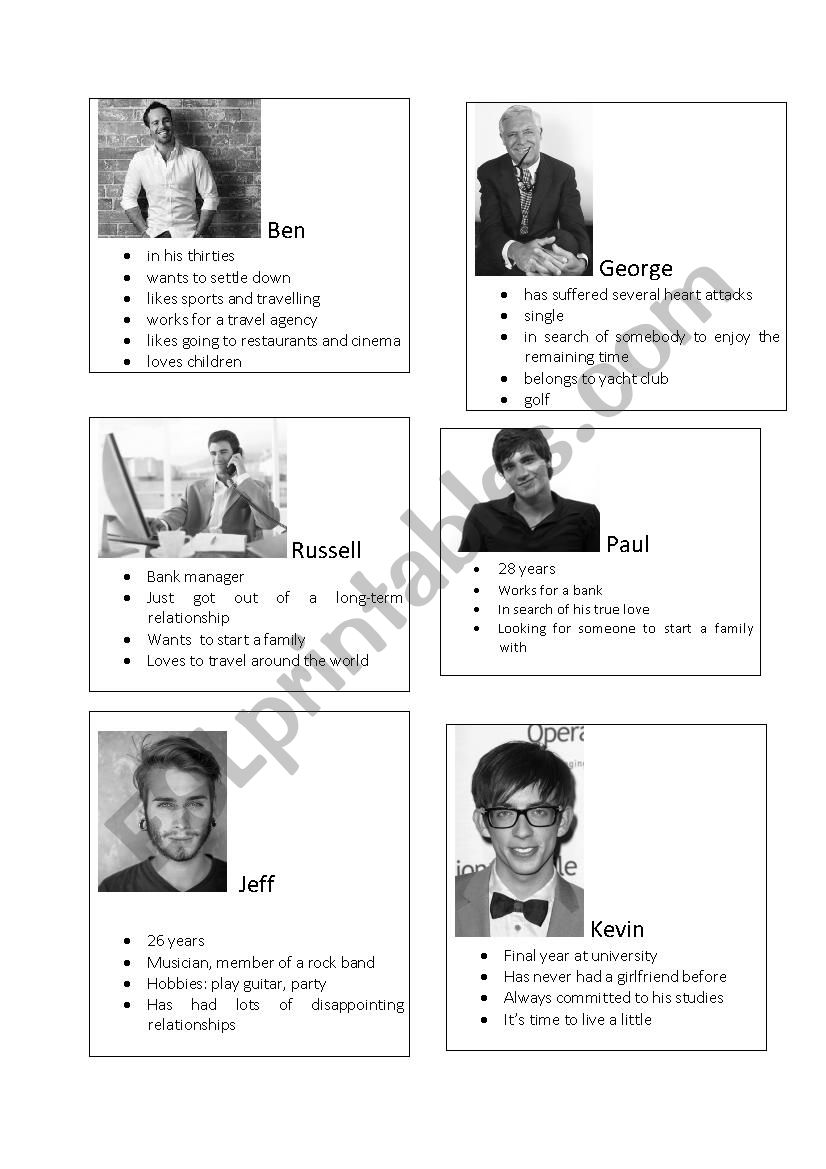 Role play- Speed Dating worksheet