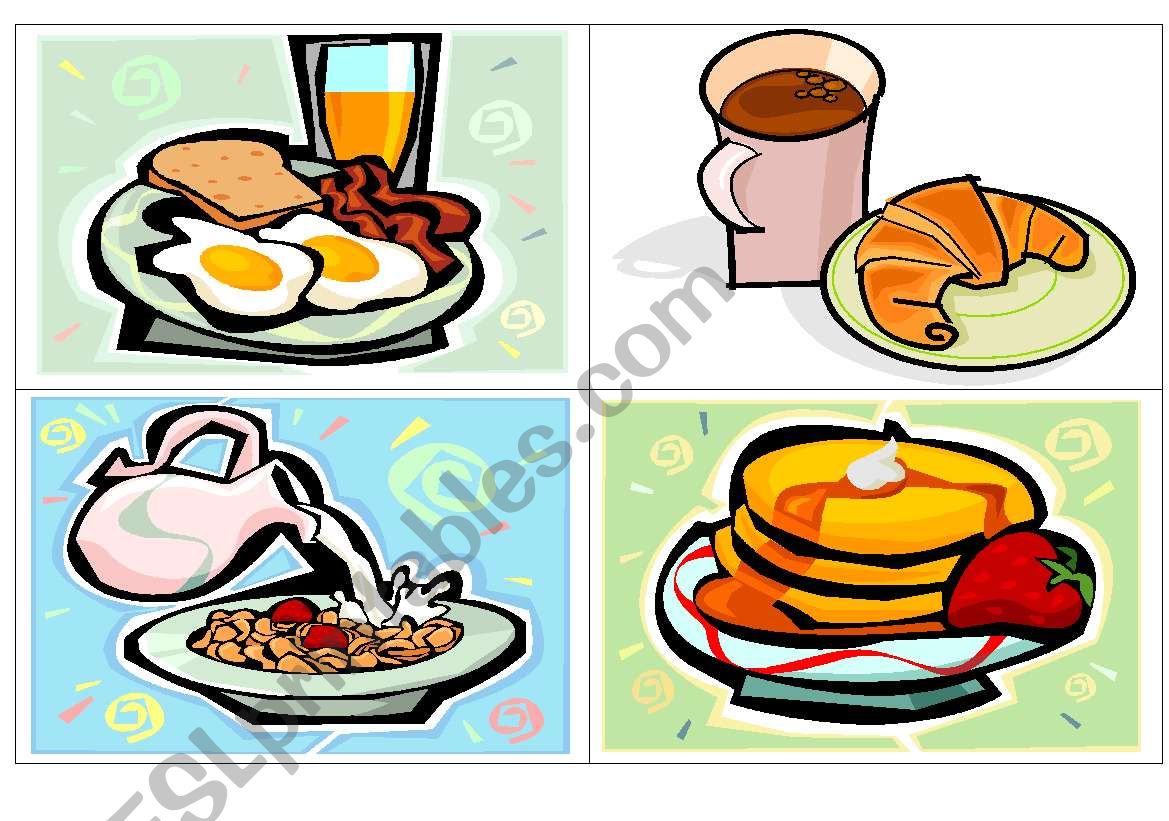 Breakfast flash-cards worksheet