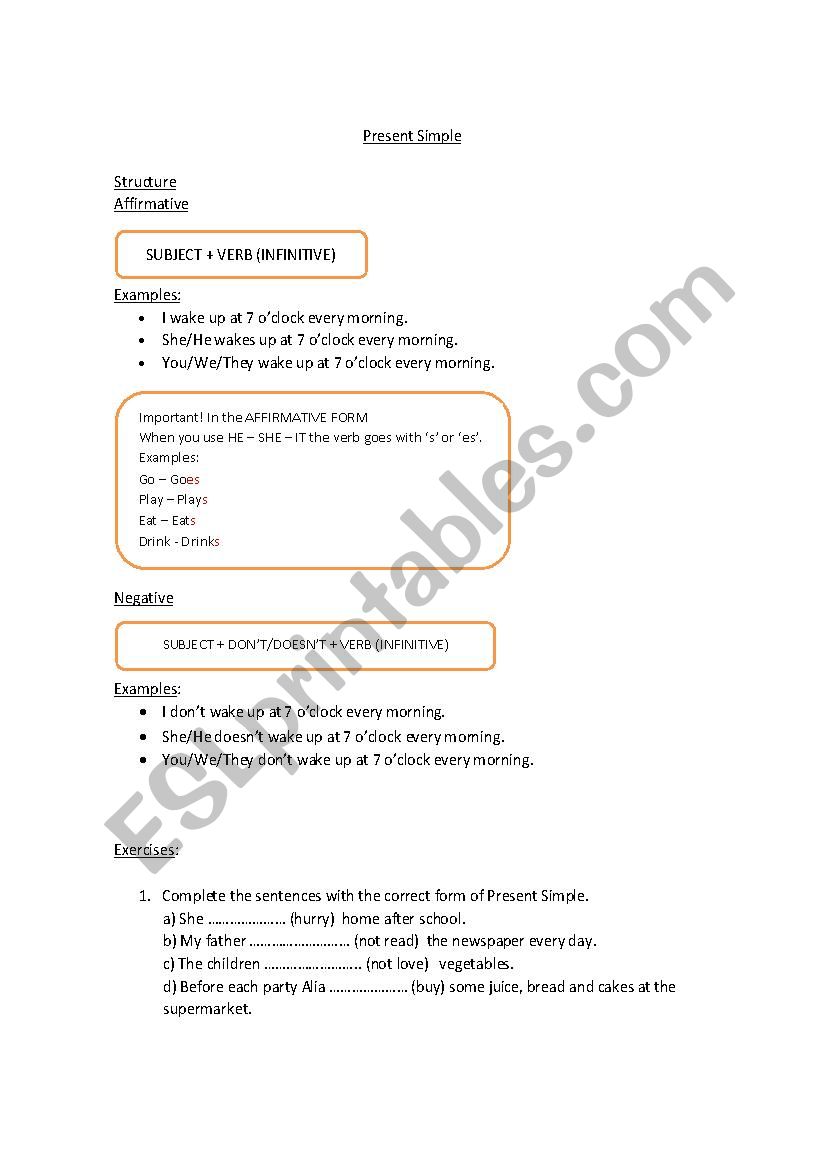 Present Simple worksheet