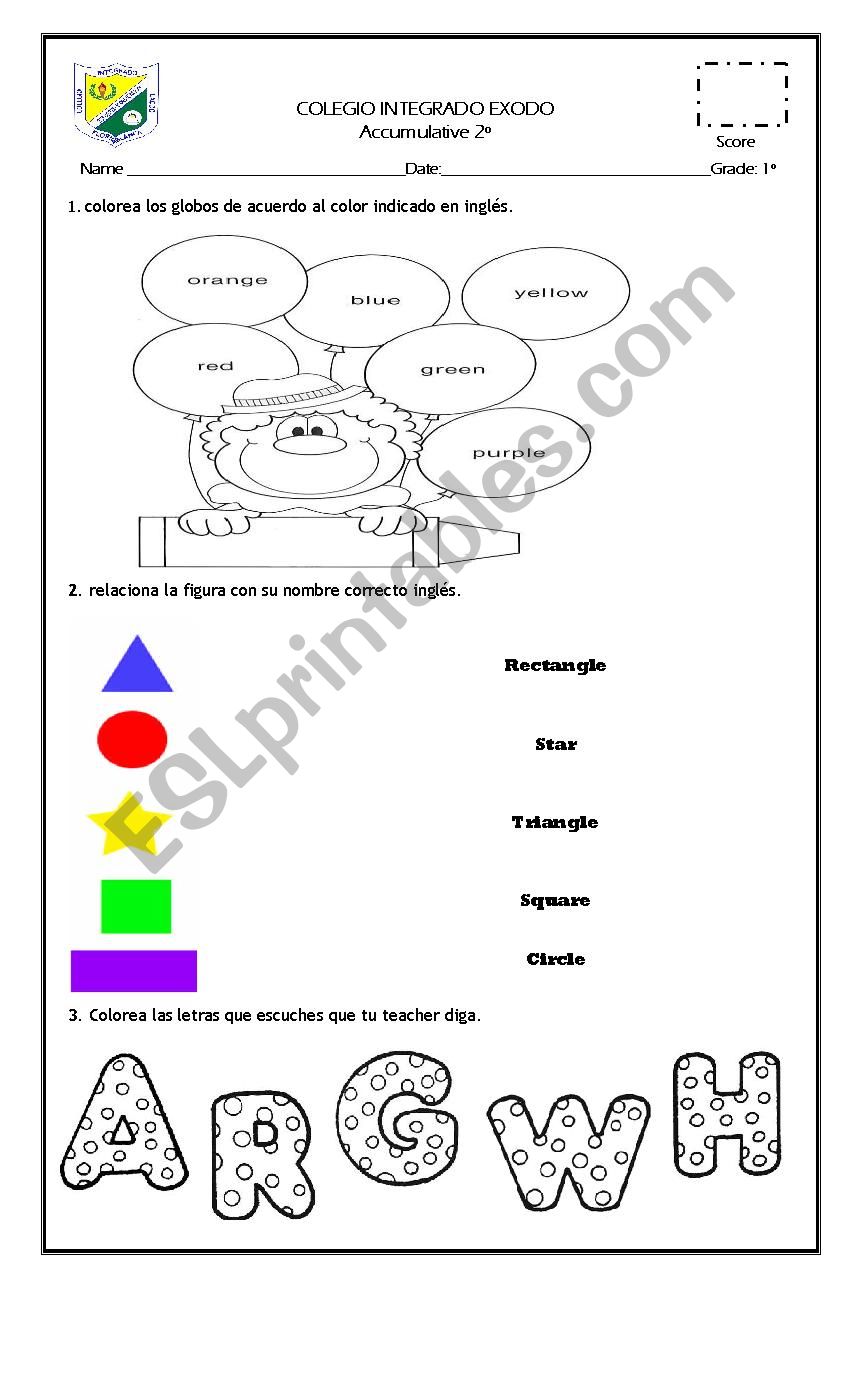 COLORS - SHAPES AND THE ALPHABET 