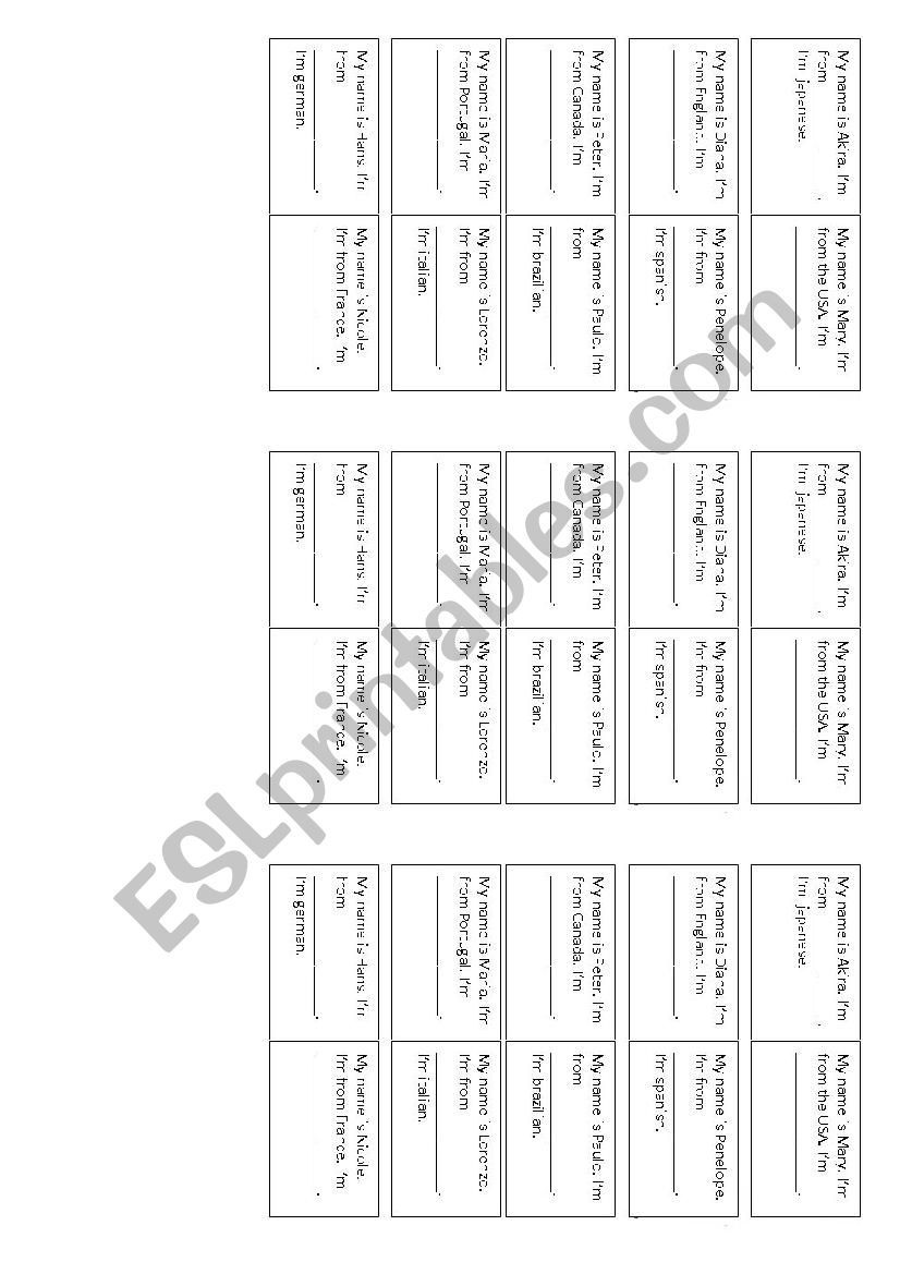 countries and nationalities worksheet