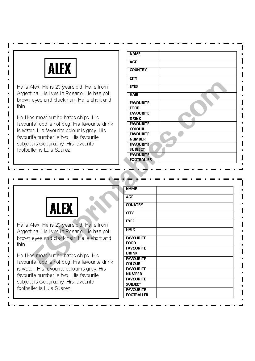 PERSONAL INFORMATION worksheet