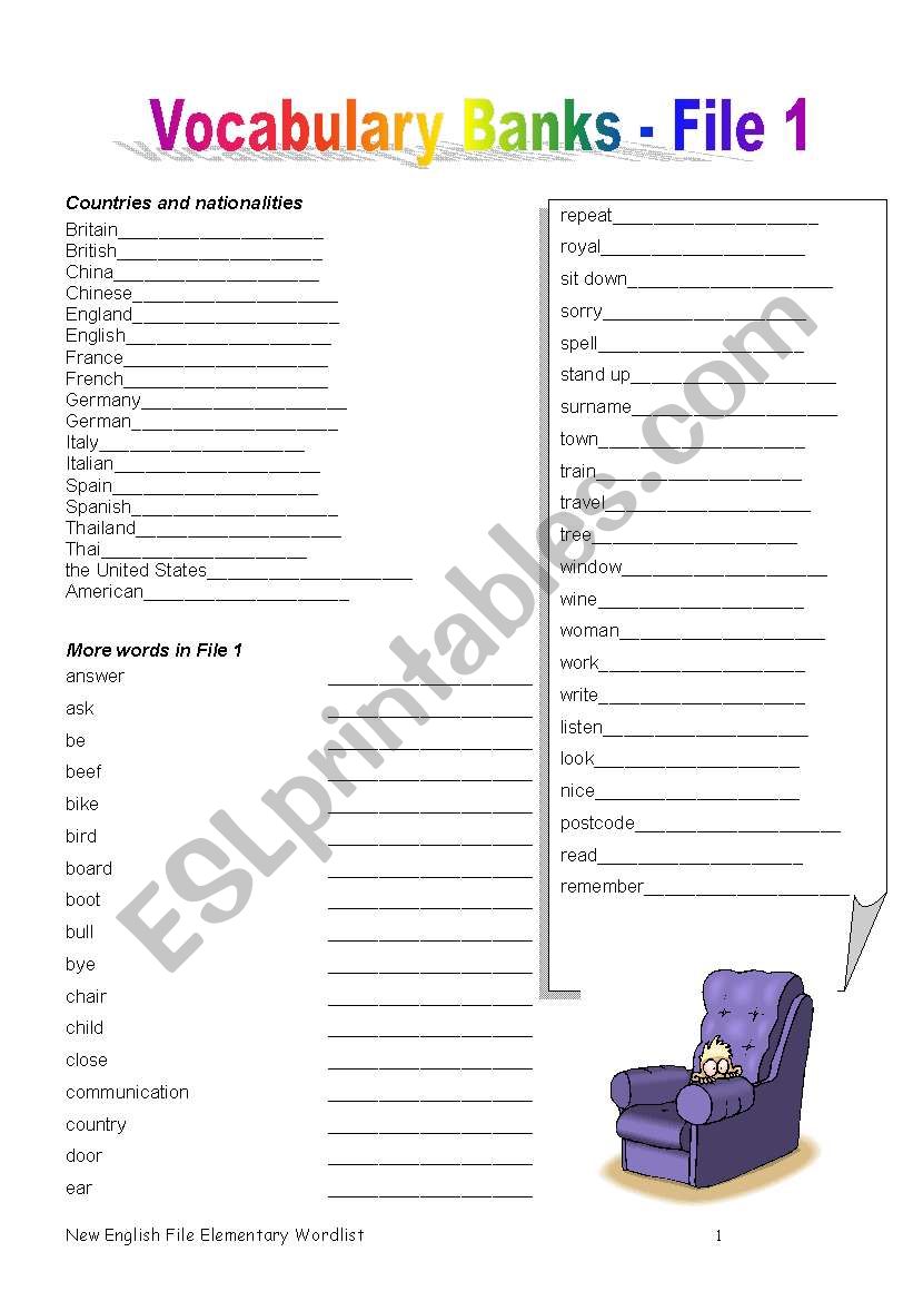 wordlist 2 worksheet