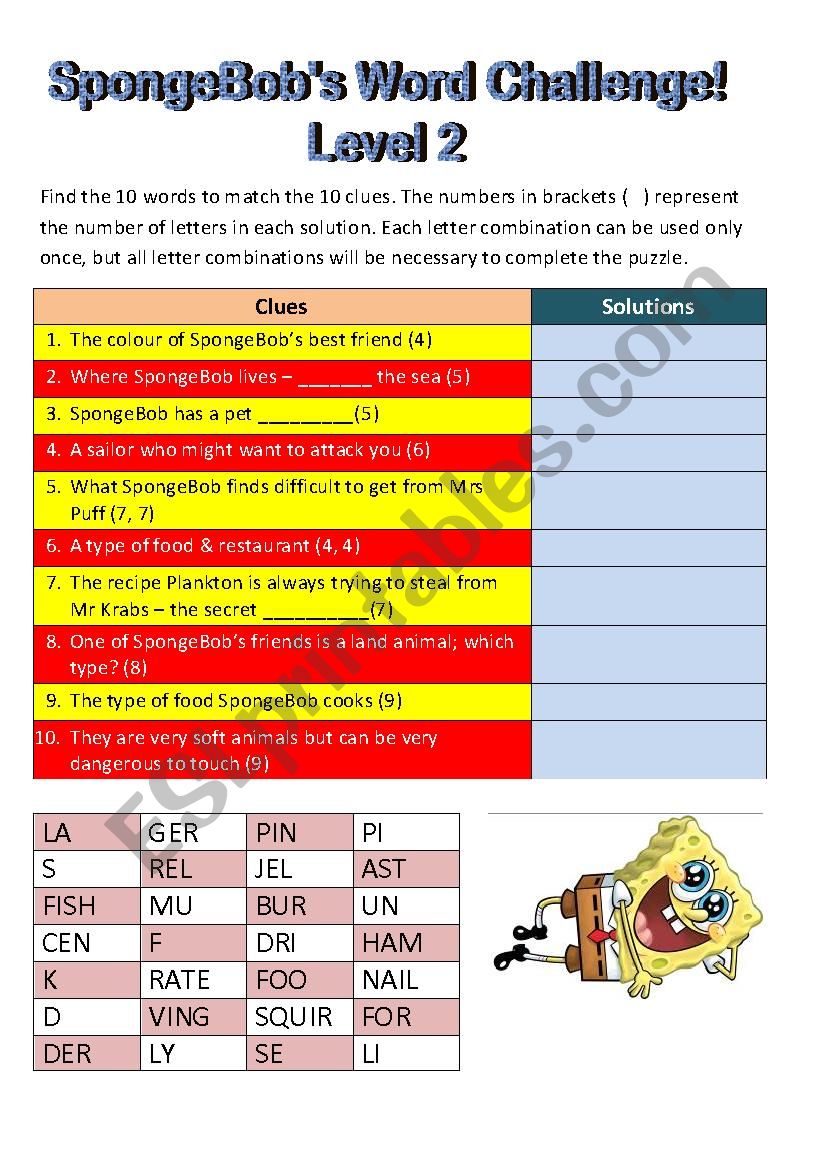 SpongeBobs Word Challenge, Level 2