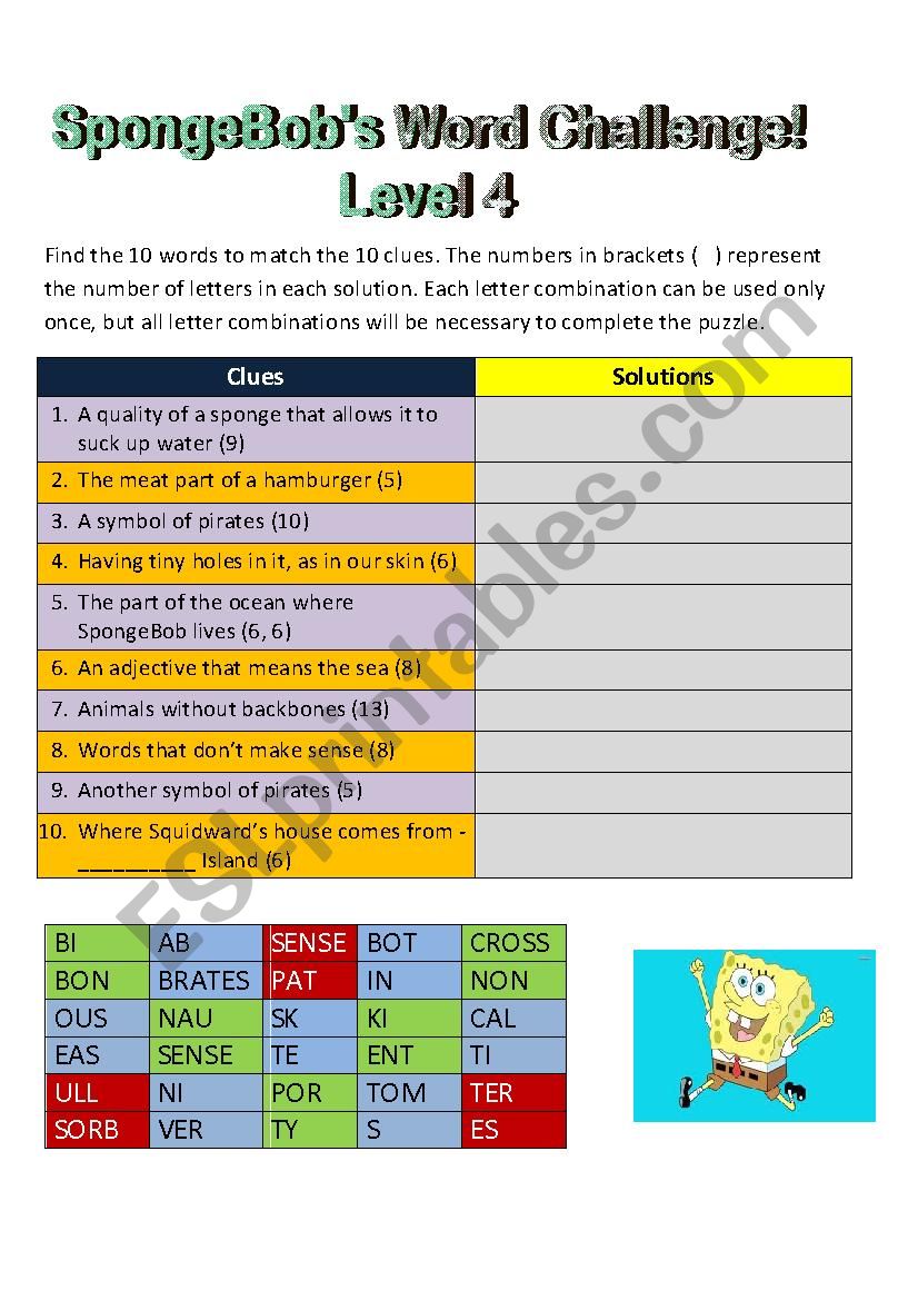 SpongeBobs Word Challenge, Level 4