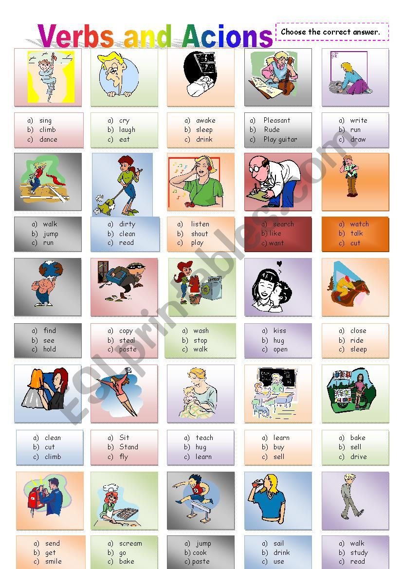 Verbs and Actions worksheet