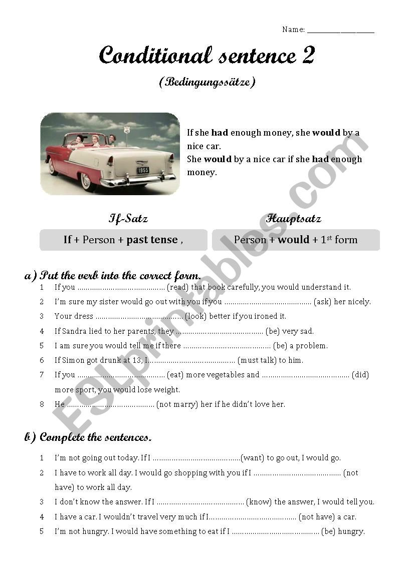 Conditional sentence II worksheet