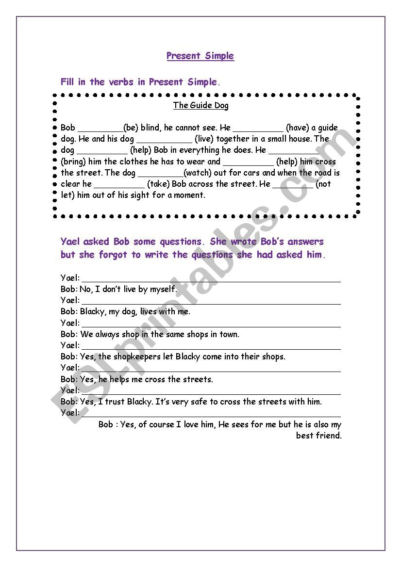 Present Simple Exercise worksheet