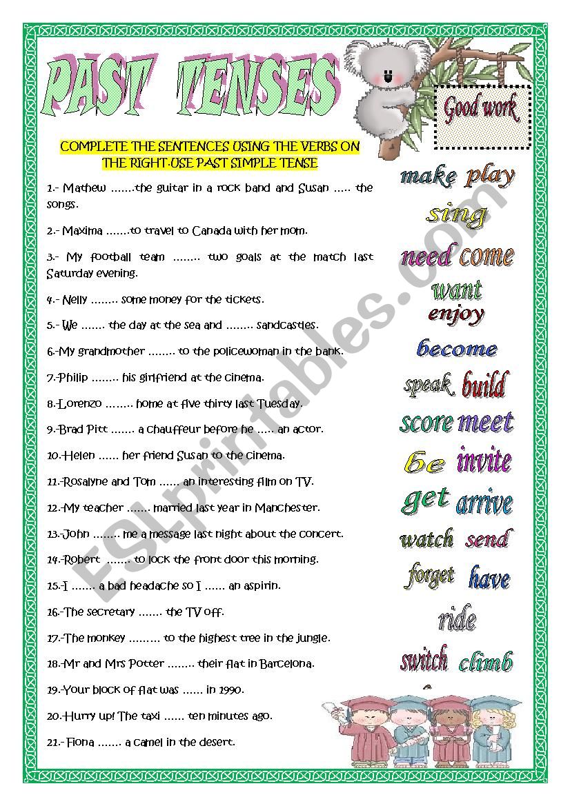 PAST SIMPLE TENSE worksheet