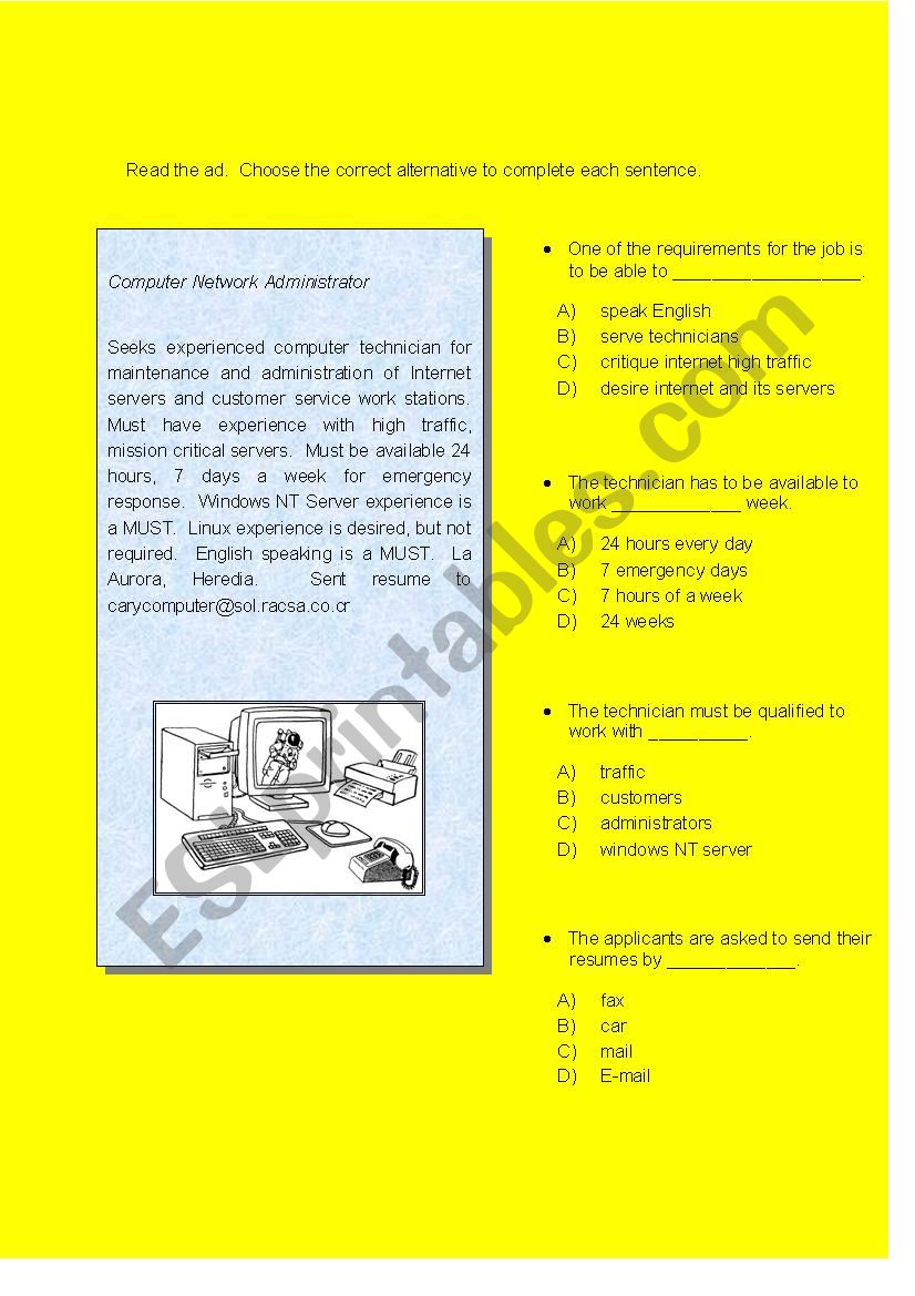 Computer AD worksheet