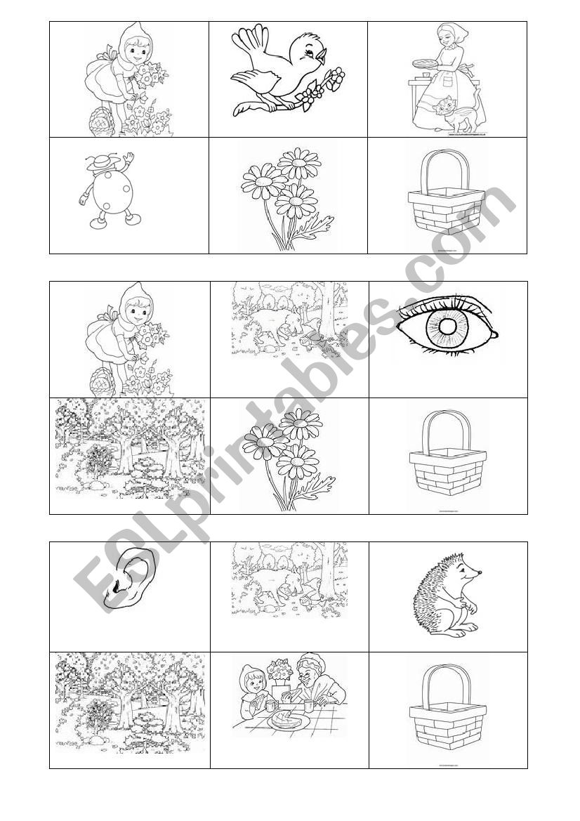 Little Red Riding Hood bingo worksheet