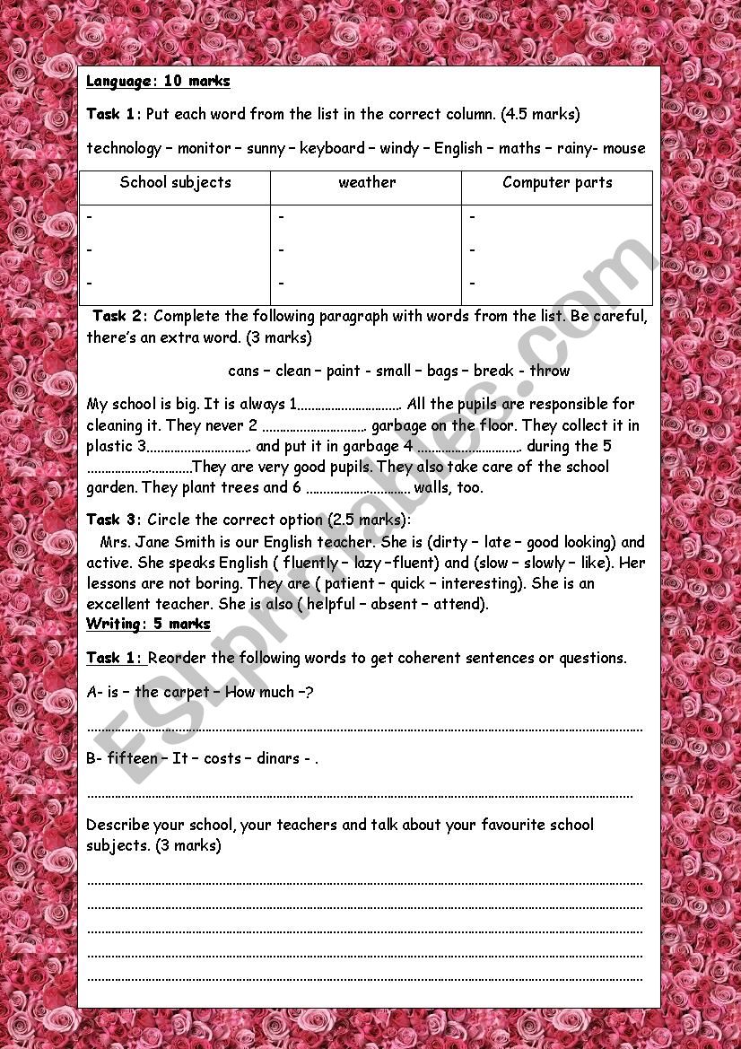 7th form end of term test 3 part 2