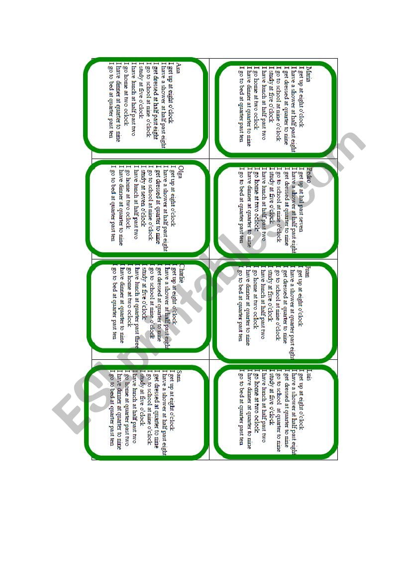 speaking worksheet     daily routines