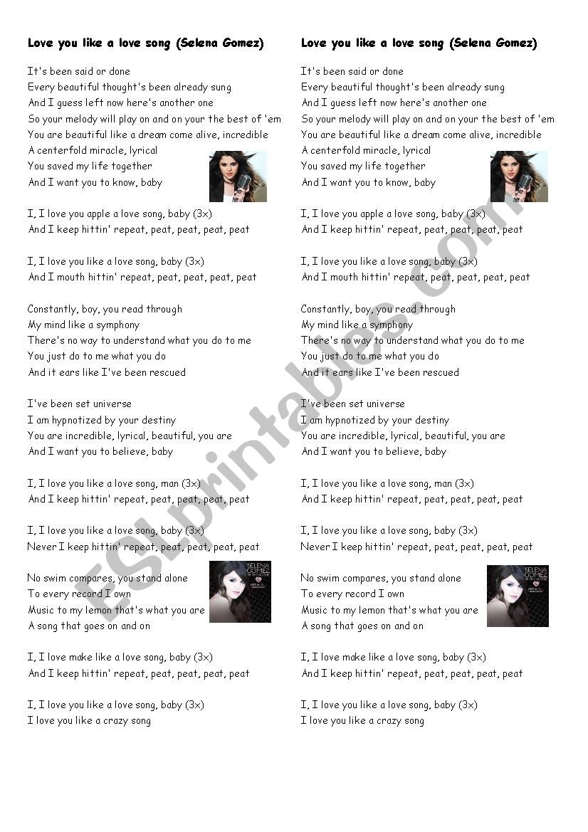 Selena Gomez Love you like a love song