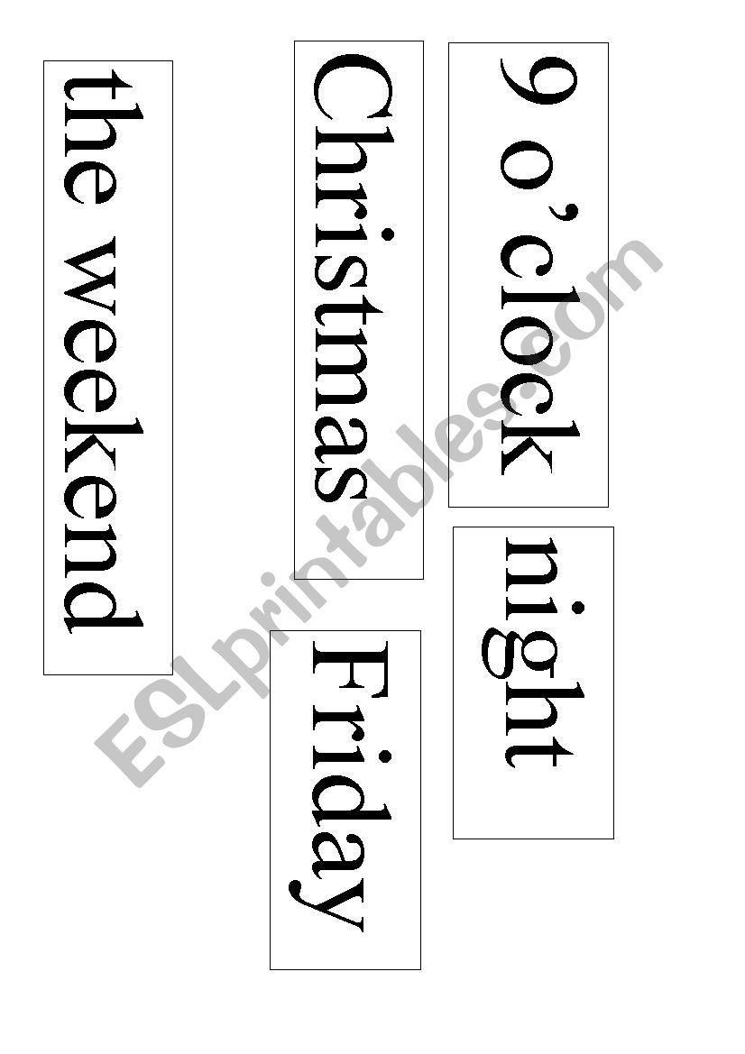 Prepositions of time and phrases to go with them