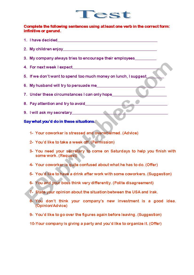 Grammar test for upper intermediate business students