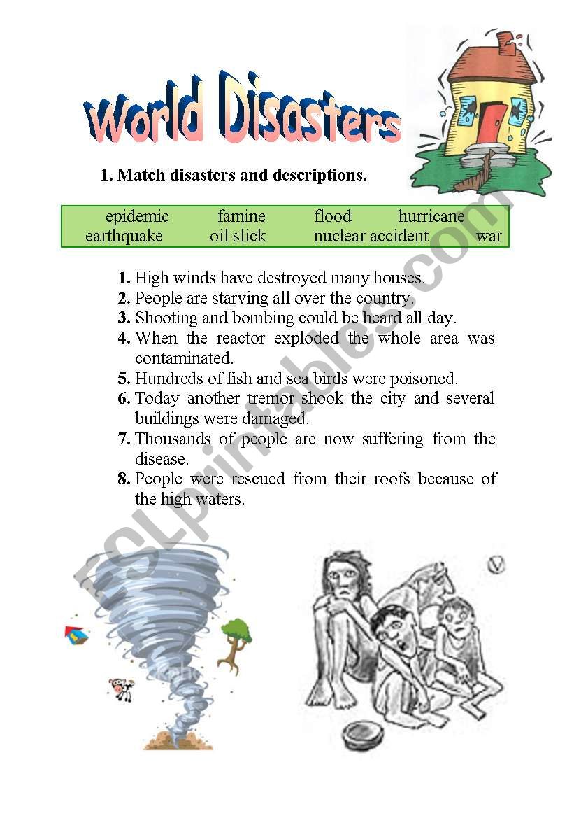 world disasters worksheet