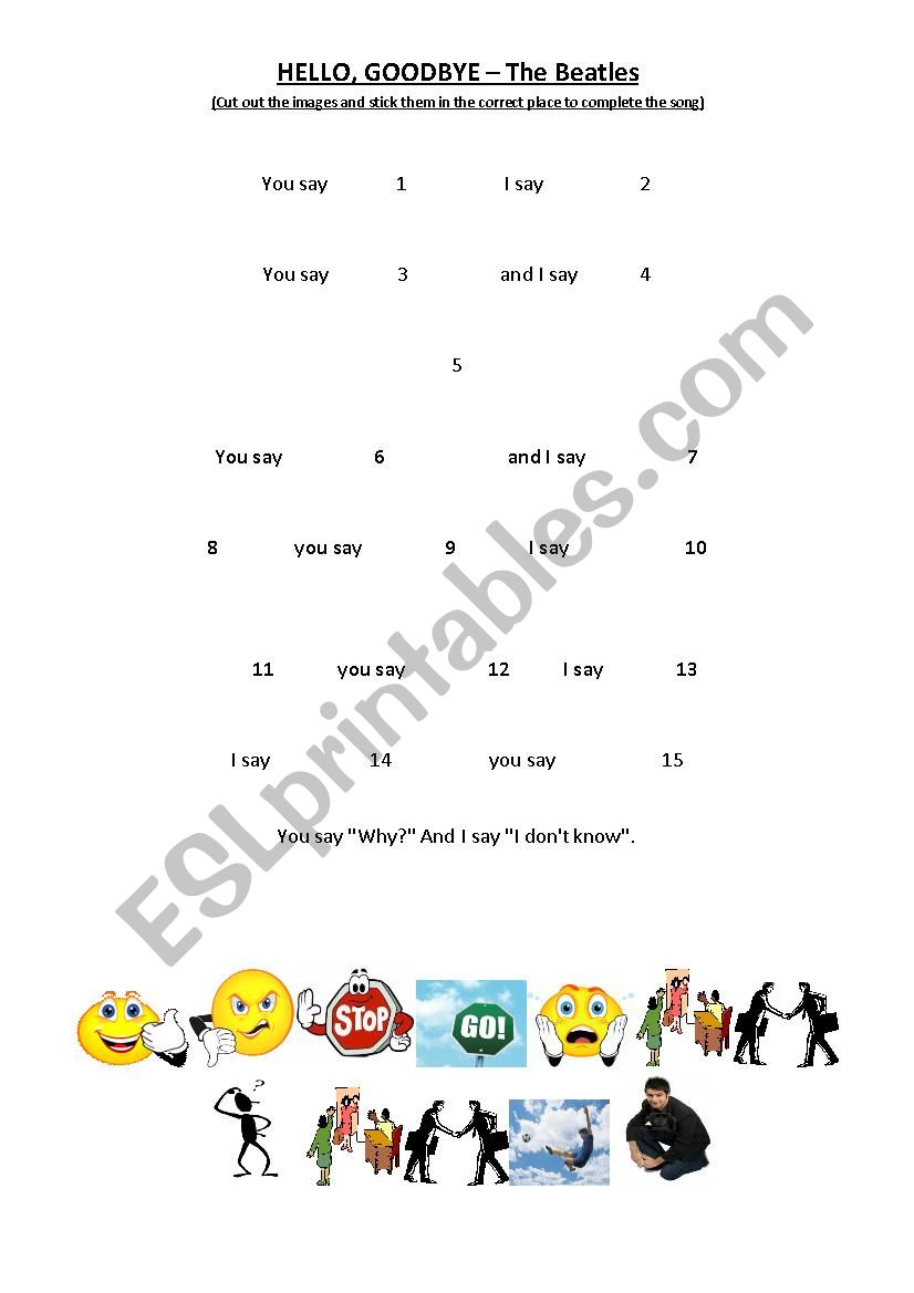 Hello, Goodbye - The Beatles worksheet