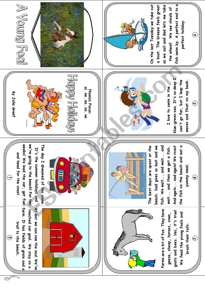 Phonics Mini Book 17. Long Vowel Sounds: ai, ee, ea, oa, ue Happy Holidays